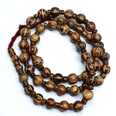 Asian Burmese Old Pumtek Palm Wood Stone beads Strand Long necklace
